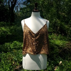Leopard print crop tank top